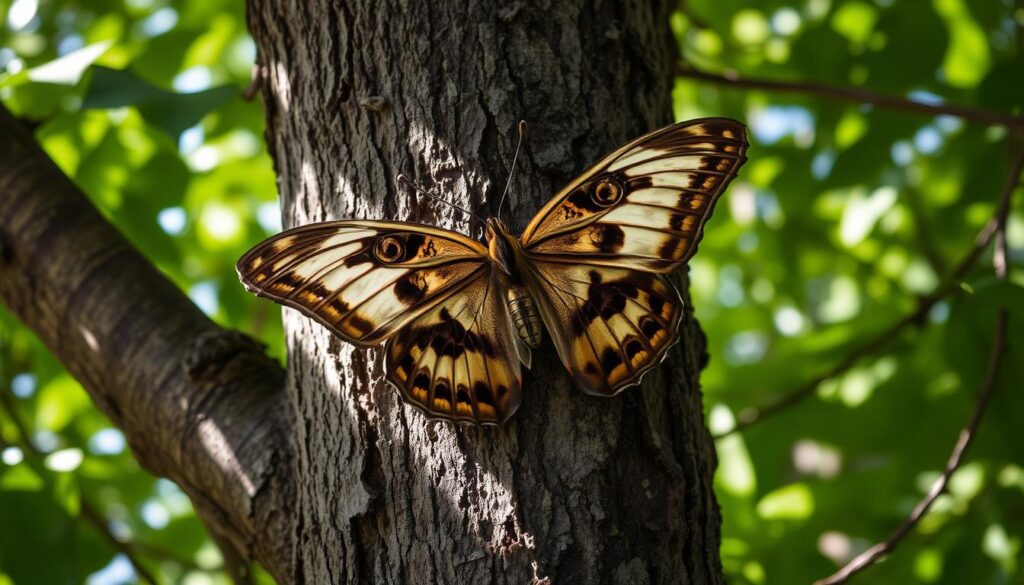 Borboleta marrom camuflada